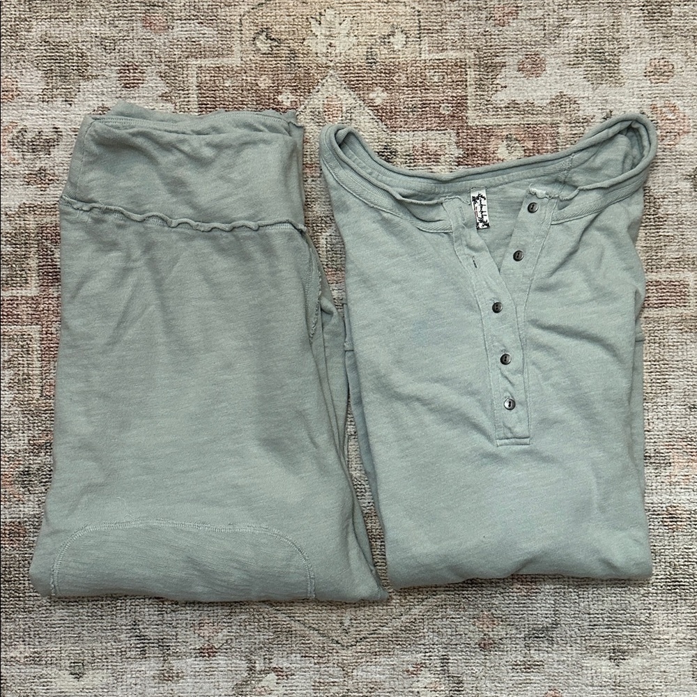 Free People Intimately 2 Piece Green Boho Lounge Set